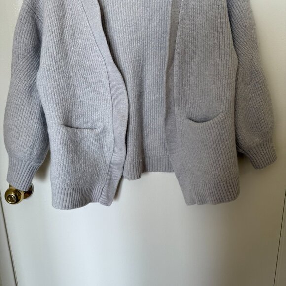 Aritzia Wilfred Free Gray Unwind Merino Wool Open Front Relaxed Cardigan M - Picture 4 of 7